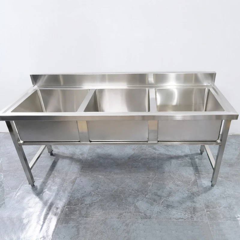 Commercial 304 kitchen stainless steel sink Hospital  hotel  Sink with Back Splash Wholesale