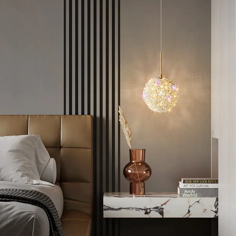 Nordic modern multi heads acrylic balls staircase attic lamp wrought iron bar glass living room dining room chandelier