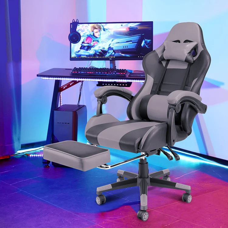Оптовая продажа, офисный гоночный компьютерный стул, откидной кожаный силуэт для геймеров, Прямая поставка, пользовательский игровой стул с подставкой для ног