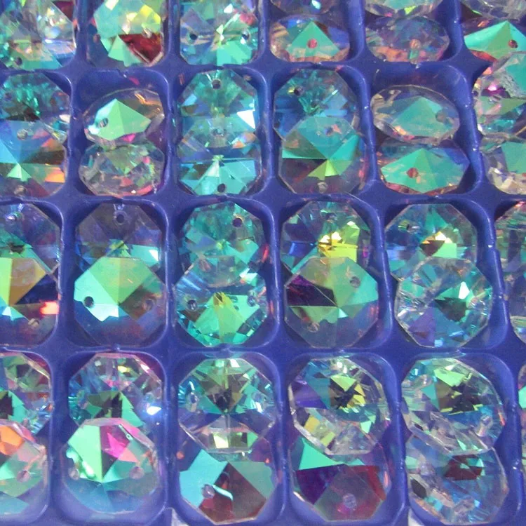 MH-DS060 Crystal AB Iridescent Chandelier Beads glass 14mm Octagon beads