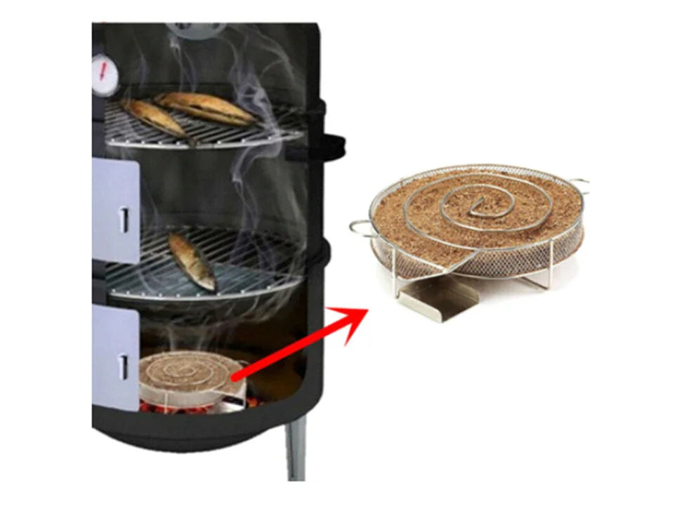 304 Stainless Steel Outdoor Cooking Tool Smoking Meat Barbecue Accessories Cold Smoker Generator for Gas or Charcoal BBQ Grill