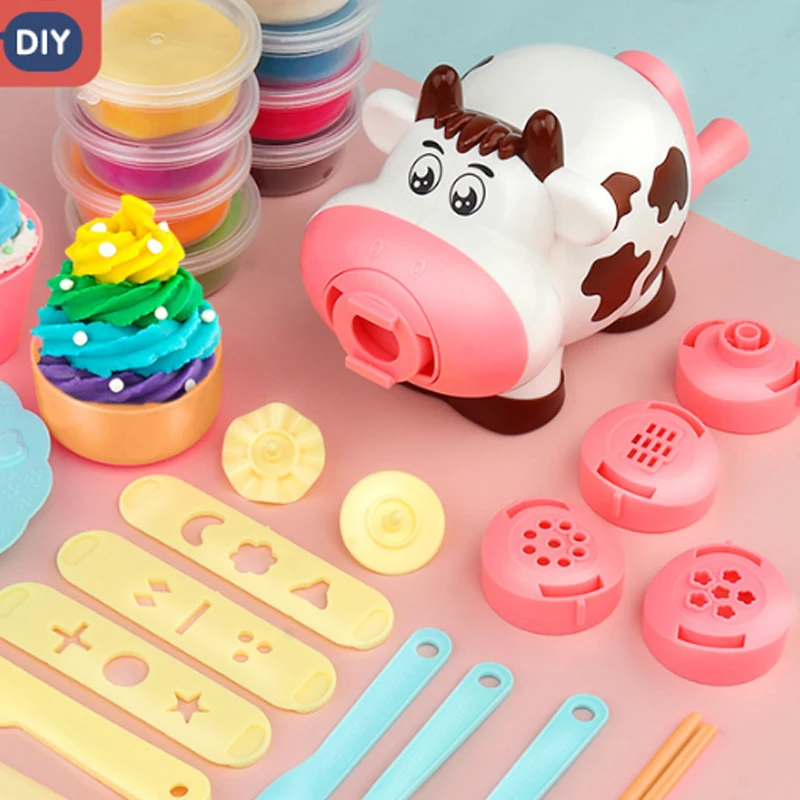 Samtoy Handmade Toys Pretend Noodle Machine Modeling Clay Toy Non Toxic Play Dough Eco-friendly Playdough Slime for Children