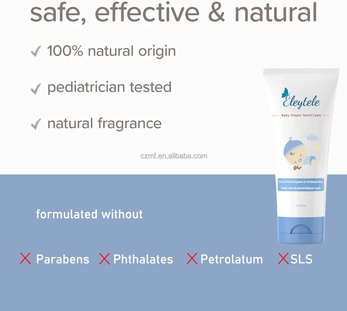 Private Label 100% Pure Natural Baby Lotion Anti-itching Organic Extra Mild Formula Diaper Rash Cream for Sensitive Skin Care