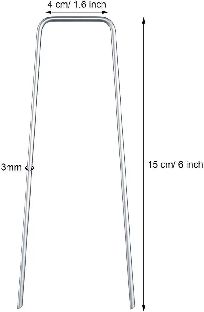 200 Pack 6 Inch Garden Landscape Staples Galvanized Stakes 11 Gauge Sod and Fence Stakes Gardening Supplies for Ground Cover