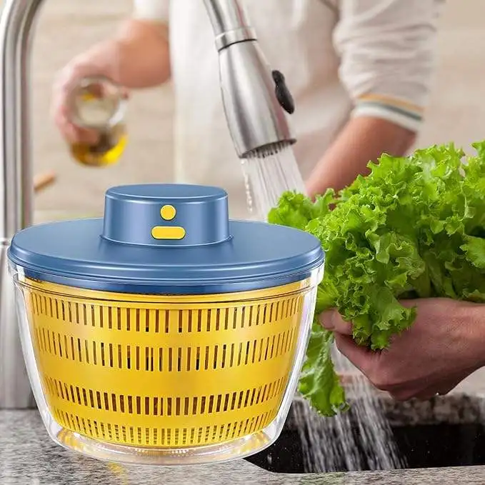 High Quality Vegetables Washer Dryer 4L Large Capacity Fruit Vegetable Strainer Spinner,USB Electric Salad Lettuce Spinner