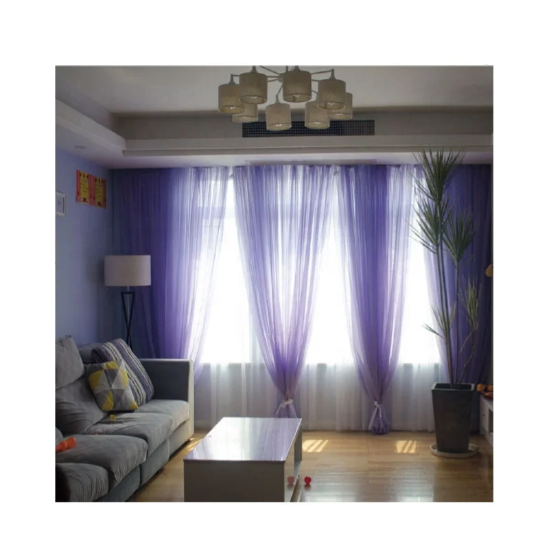 Best Sell Wholesale Curtain Design Multi Color Custom Voile Curtains Blackout Ksm Voile Fabric Curtain 03 100% Polyester Window