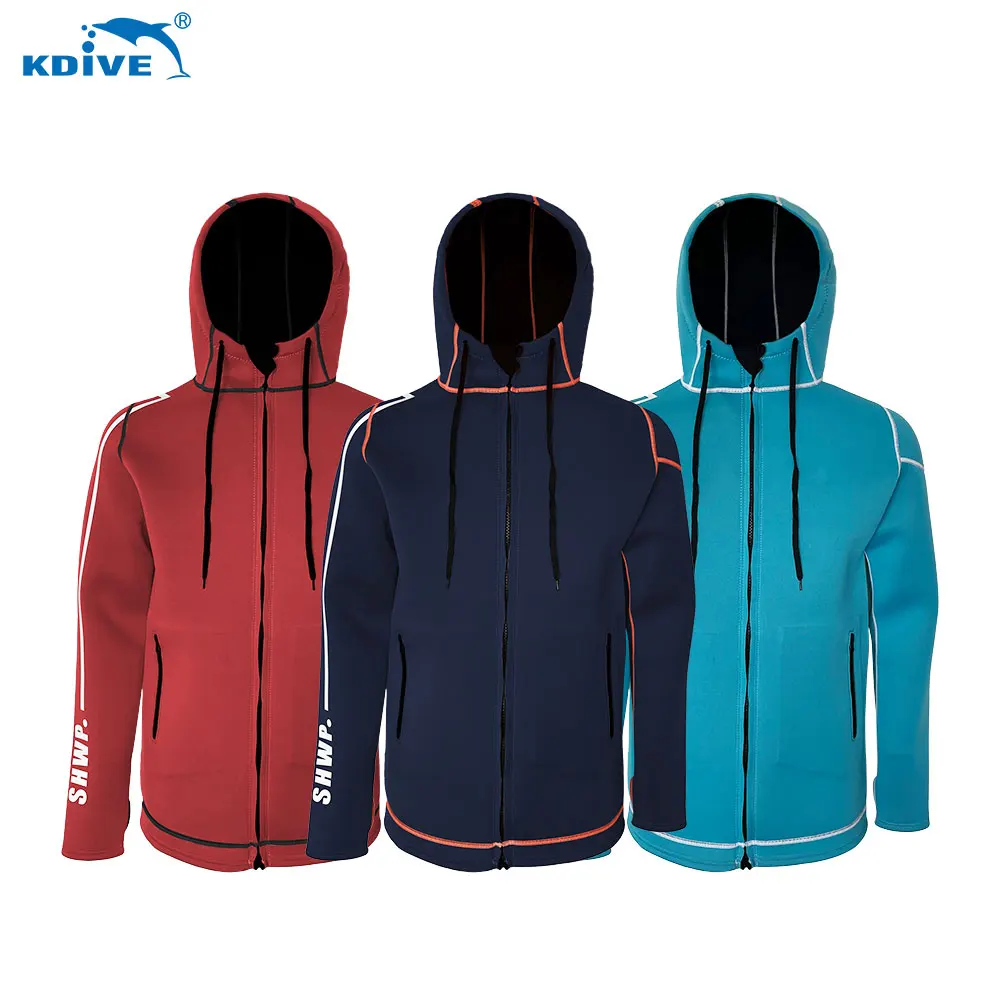 KDIVE Wholesale Men 3mm 5mm CR Surfing Jacket Wet Suit Hooded Neoprene Jacket Wetsuit