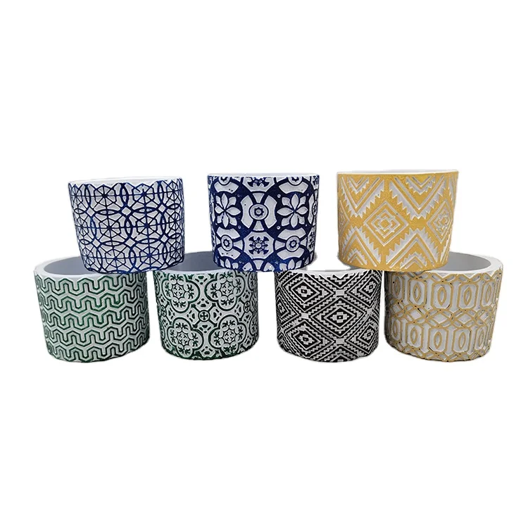 Custom Cheap Low MOQ Round Clay Fiber Hydroponics Small Plant Pots Decorative Cement Flower Pot Mini Indoor Planter