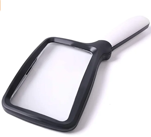 
Folding Handheld Magnifying Glass with Light, 3X Large Rectangle Reading Magnifier with Dimmable LED for Seniors Low Visions 
