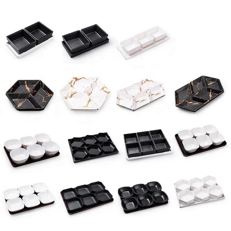 melamine Assorted Plate Saucer Serving Dishes Creative Dishes Combination Tableware Plates Set for Restaurant