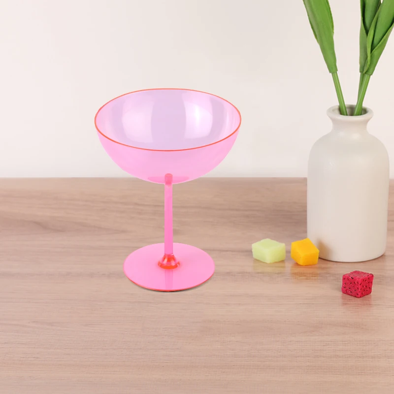 Factory Price Custom Logo Printed Available Safety Champagne Plastic Goblet Disposable Plastic Wine Cup For Camping Picnic