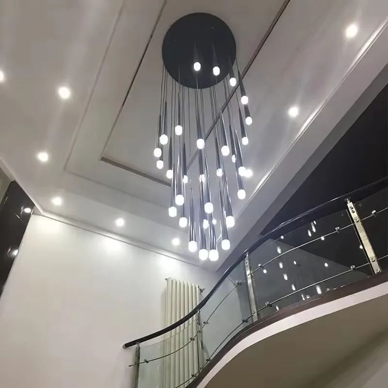 Modern Creative Loft LED Pendant Lamp Crystal Design Style Large Hanging Light Home Ceiling Revolving Floor Living Room Patio