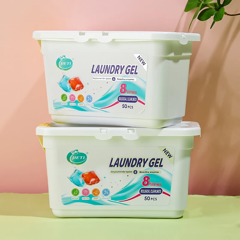 JIETI new 8g 3 In Washing Capsules Eco-friendly Biodegradable Liquid Detergent Gel Beads Custom Laundry Pods