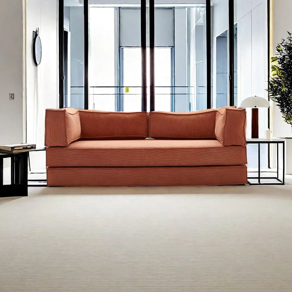 Modern Nordic Sectional Sofa Set Customizable Fabric Modular Stainless Steel Frame Compression Sealed Vacuum Packing Home Use