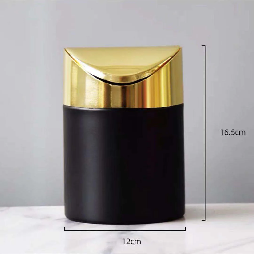 Desktop Trash Can Light Luxury Household Mini Clamshell Paper Basket Office Garbage Collection Bucket Creativity