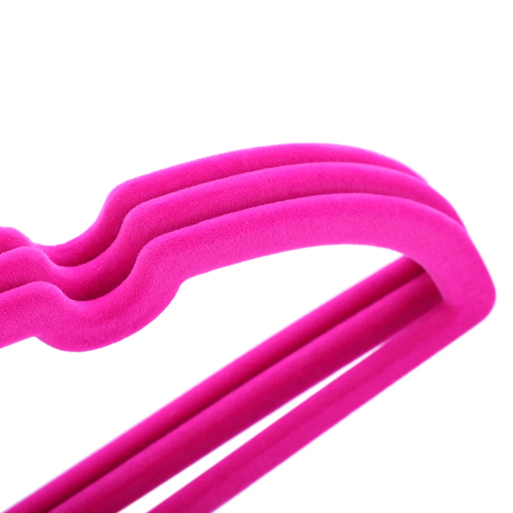 Velvet Hanger Manufacturer Pink Lovely Bow Shape Cute Velvet Kids Hanger for Cloths