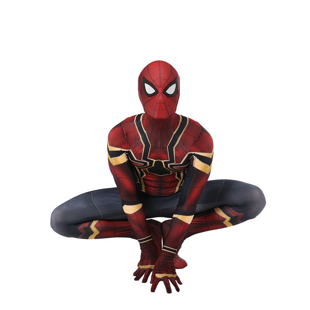 Halloween spider hero man boy red costume suit headgear coveralls fantasia homem aranha high quality factory wholesale