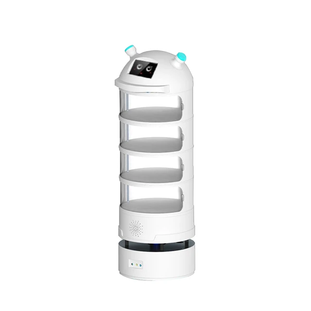 Long battery standby time three 3D cameras self navigation ensured optimal obstacle avoidance food delivery robot