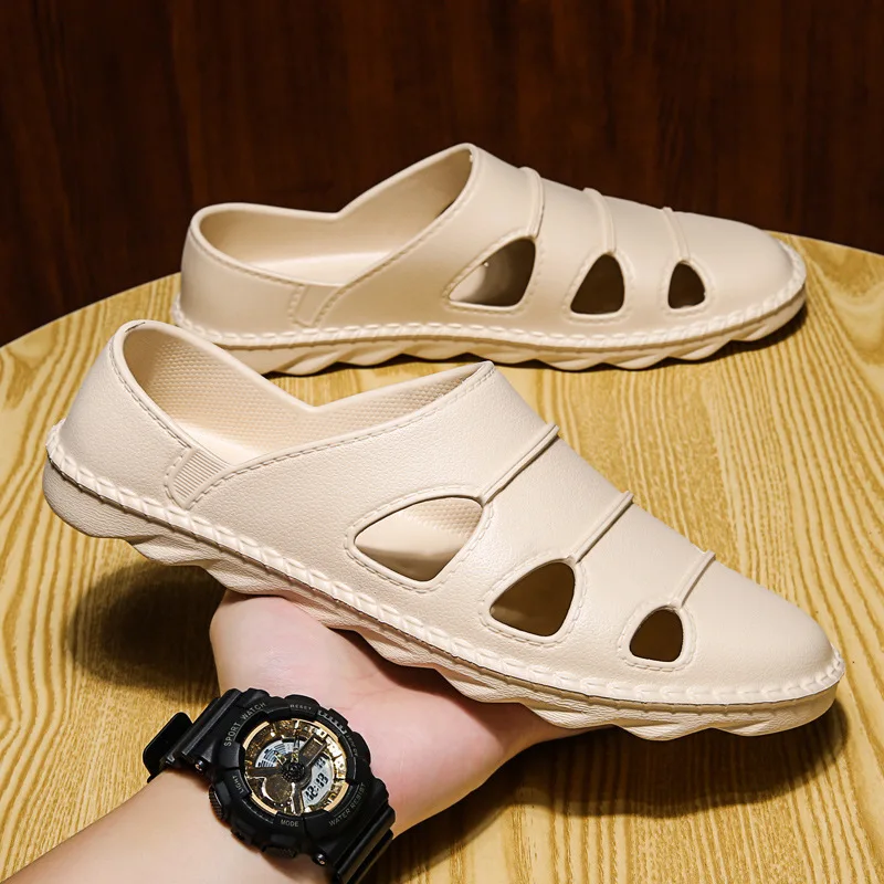 Summer thick-soled sandals for men high quality woodland sandals mens genuine leather Wading slippers