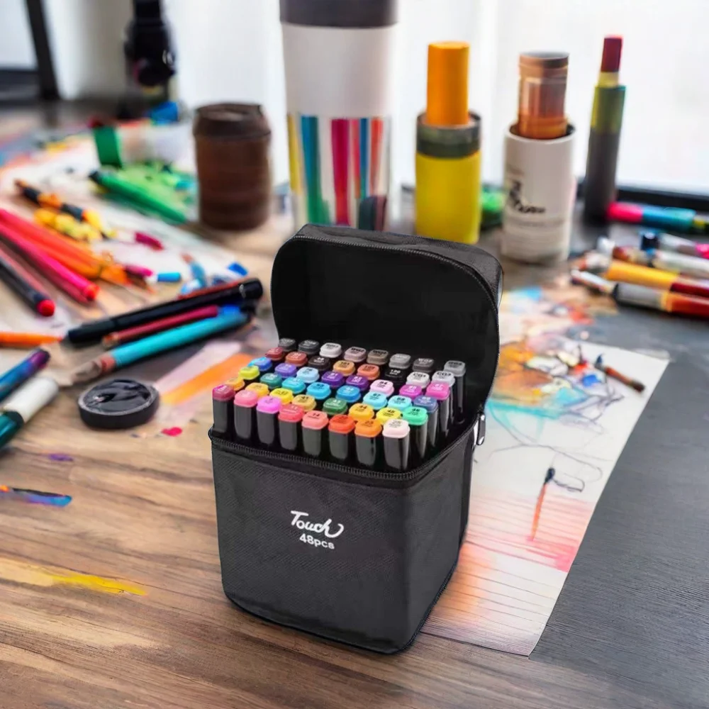 30/40/60/80 Color Markers Dual Brush Alcohol Felt Pen Manga Sketching Art School Supplies Drawing Set