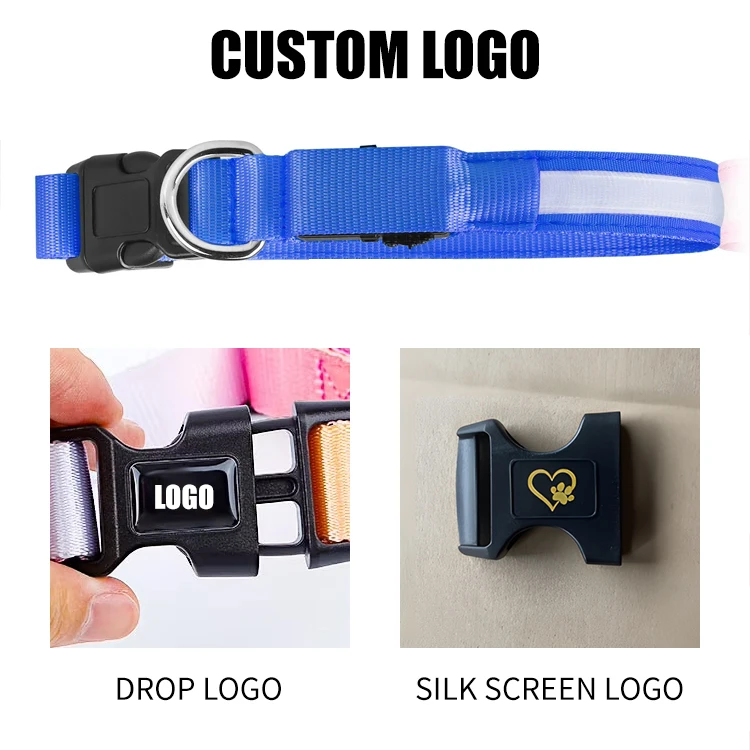 Nylon LED Pet Dog Collar Night Safety Flashing Glow In The Dark Dog Leash Dogs Luminous Fluorescent Collars Pet Supplies QR code