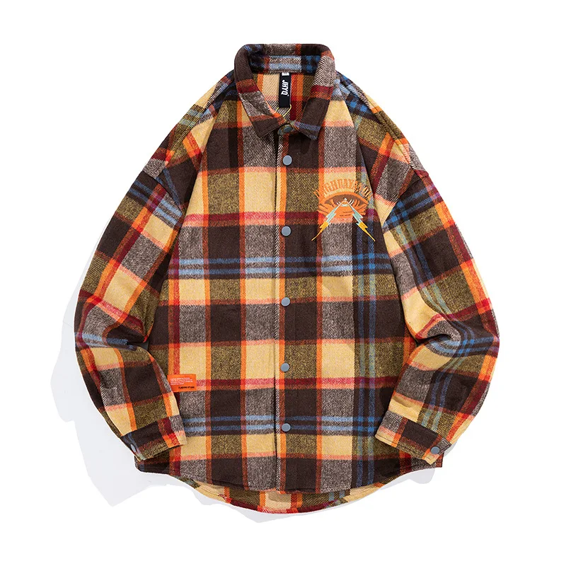 Factory Wholesale Custom Long Sleeve Cashmere Plaid Print Womens/Men Shirt Jacket