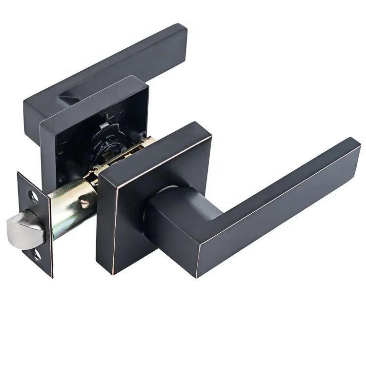 Heavy Duty Leverset Privacy Passage Lever Handle Matt Black Zinc Alloy Lever Door Handle Lock Set Black Door Handle