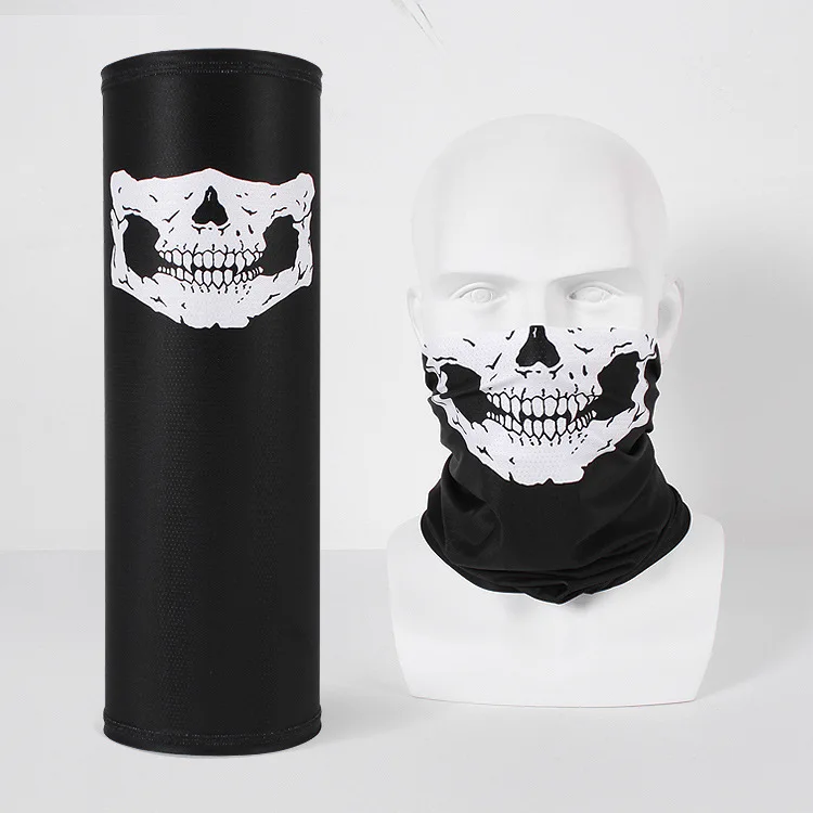 skull Printing Long Bandana Women Logo sports face shield skull ski mask