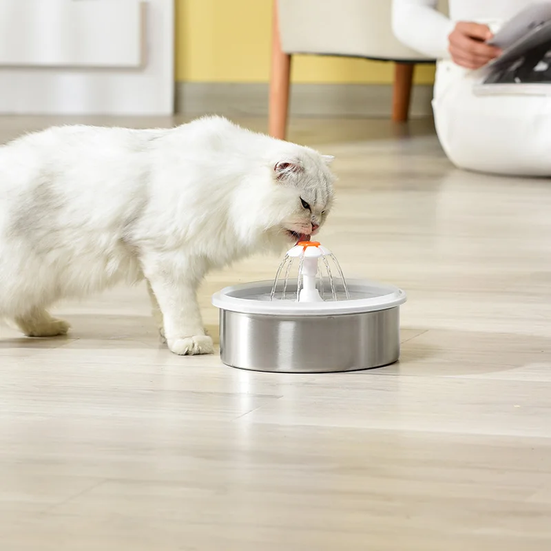 Wholesale Cat Dog Drinking Water Pet Bowl Stainless Steel Quiet Waterfall Dispenser Electric Automatic Cat Water Feeder