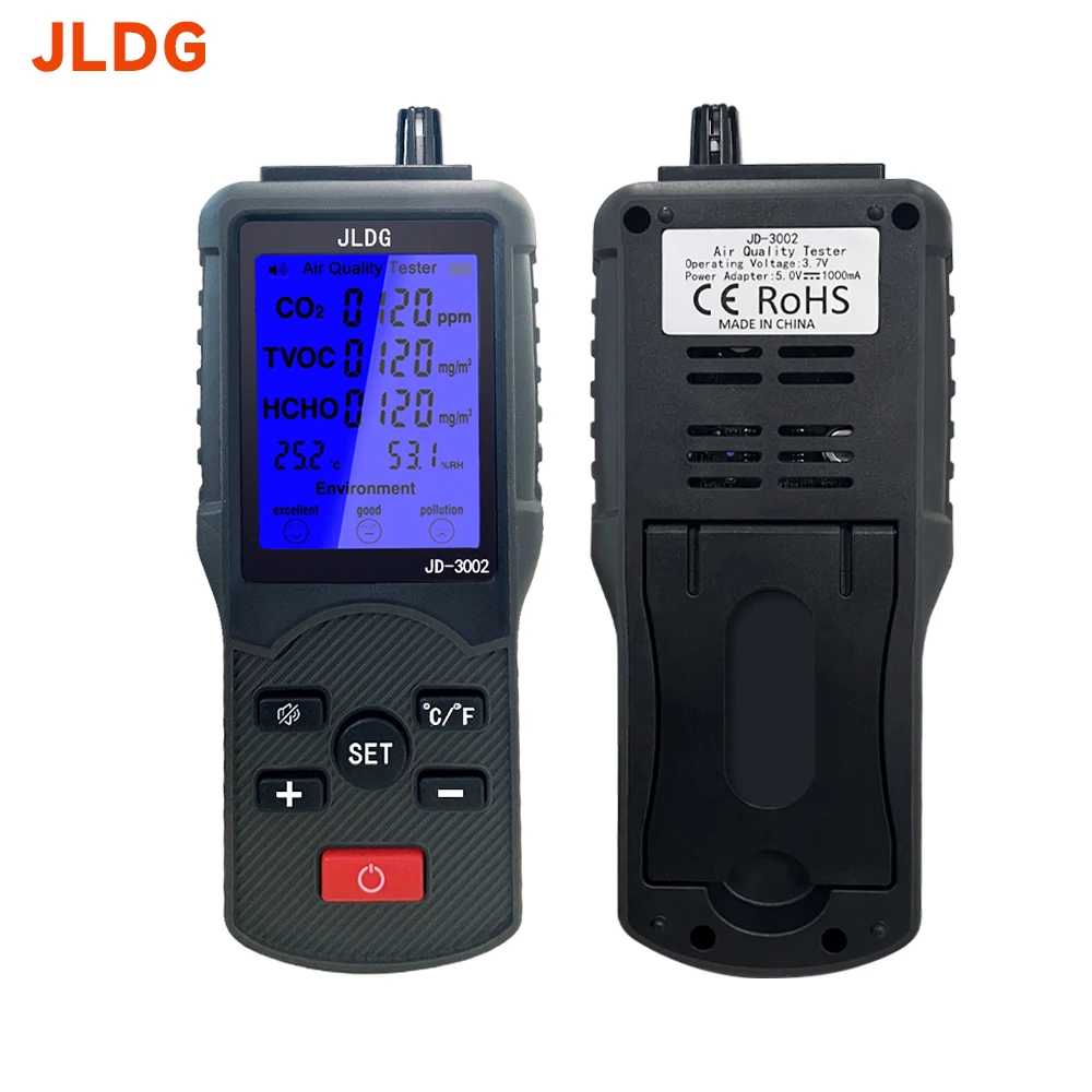 Handheld JLDG JD-3002 CO2 Flow Meter Monitor Gas Detector CO2 Detector Indoor Air Quality Monitor CO2 Tester