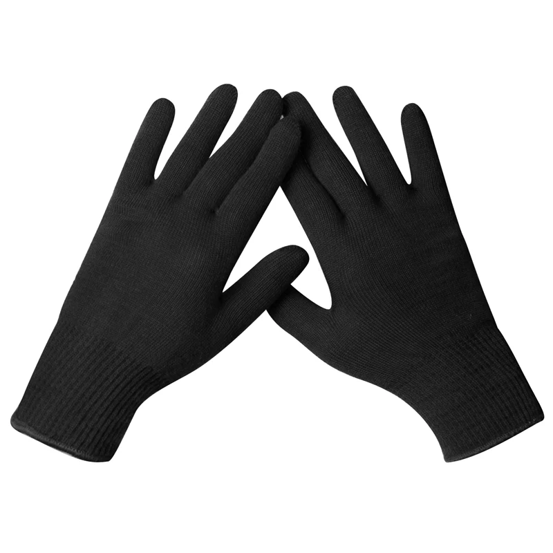Breathable Soft Red Merino Wool Yarn Knitted Liner Winter Warm Lining Gloves for Running Climbing