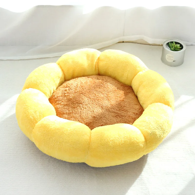 Flower Petal Puppy Bed Soft Stuffed Pet Thickened Pad Sleeping Nest Winter Animal Warm Kennel Pet Sofa