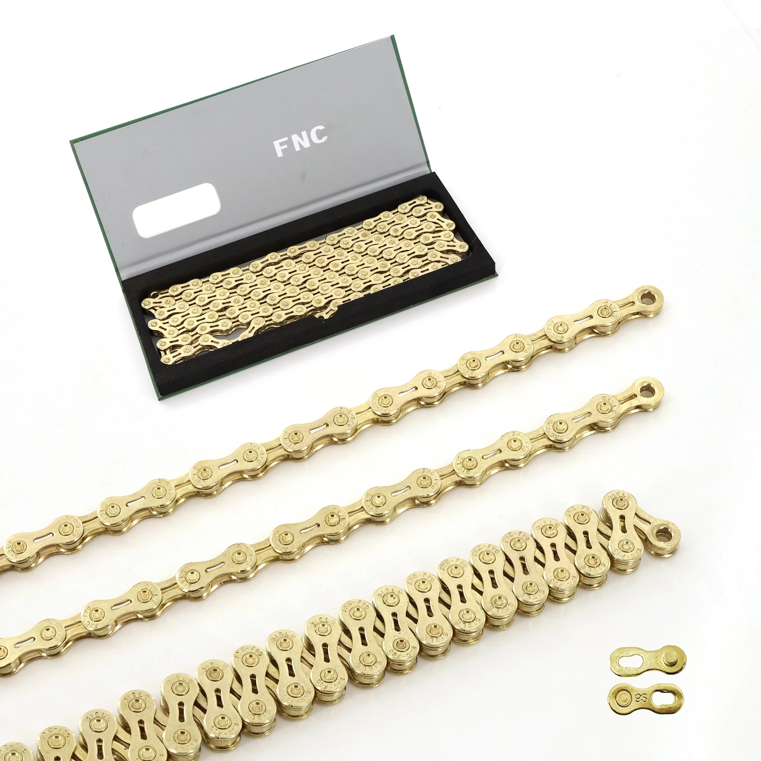 High quality  FNC 9 speed golden antirust stainless steel hollow road mountain bike bicycle chain