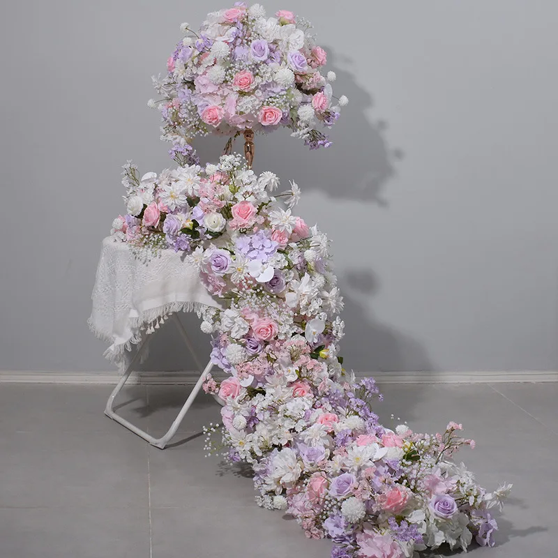 Wedding Photography decoration Props Pink Purple Wedding Arch Background Decoration Floral Arrangement Dining Table Flower Balls