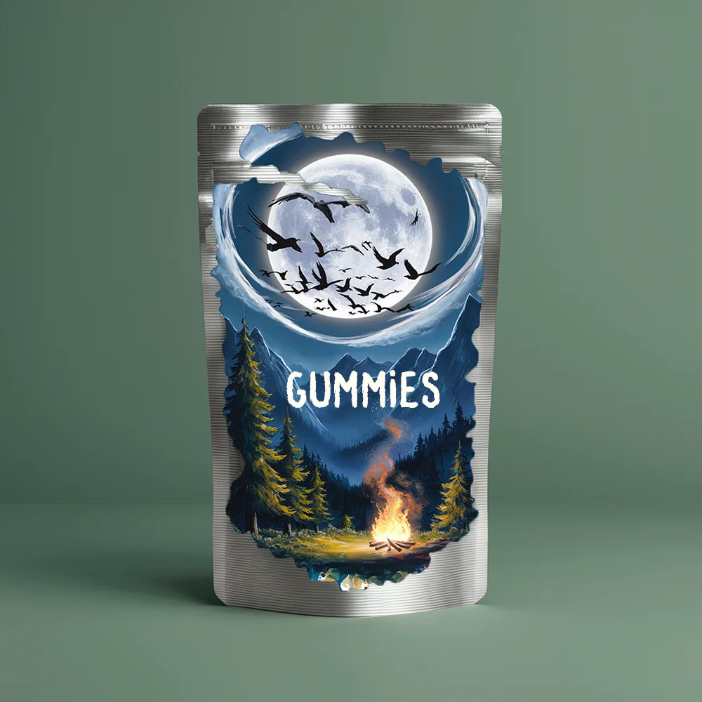 Custom Printing Fruit Candy Glossy Mylar Bag With Zipper For Vitamin Gummy Mix Or Candy Chocolate Packaging