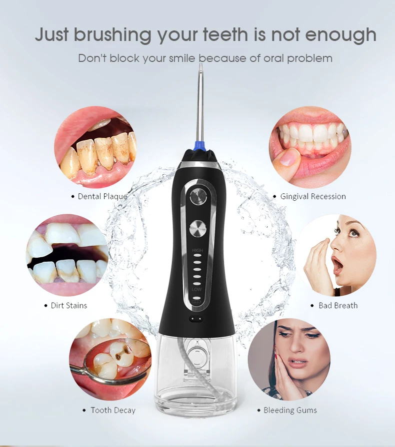 Home use quiet design IPX7 waterproof handheld cordless water flosser h2ofloss in stock