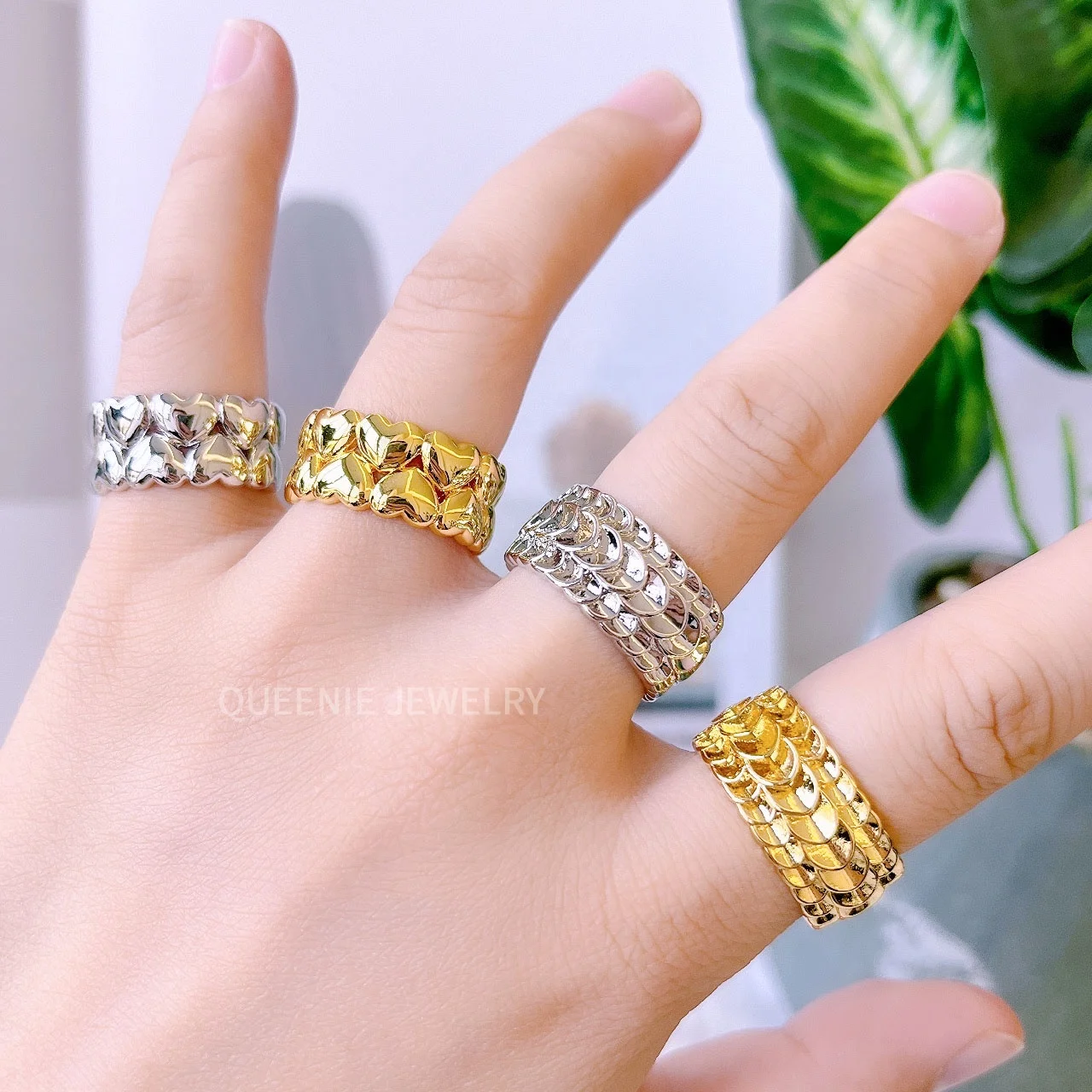 2023 Модные Позолоченные кольца набор модных обручальных колец с сердечком луной роскошное кольцо муассанитом для женщин и