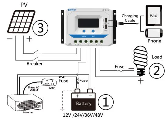 EPEVER High Power 12v 24v 36v 48v 10a 20a 30a 40a 50a 60a Lithium Battery Mini Pwm Solar Charger Controller