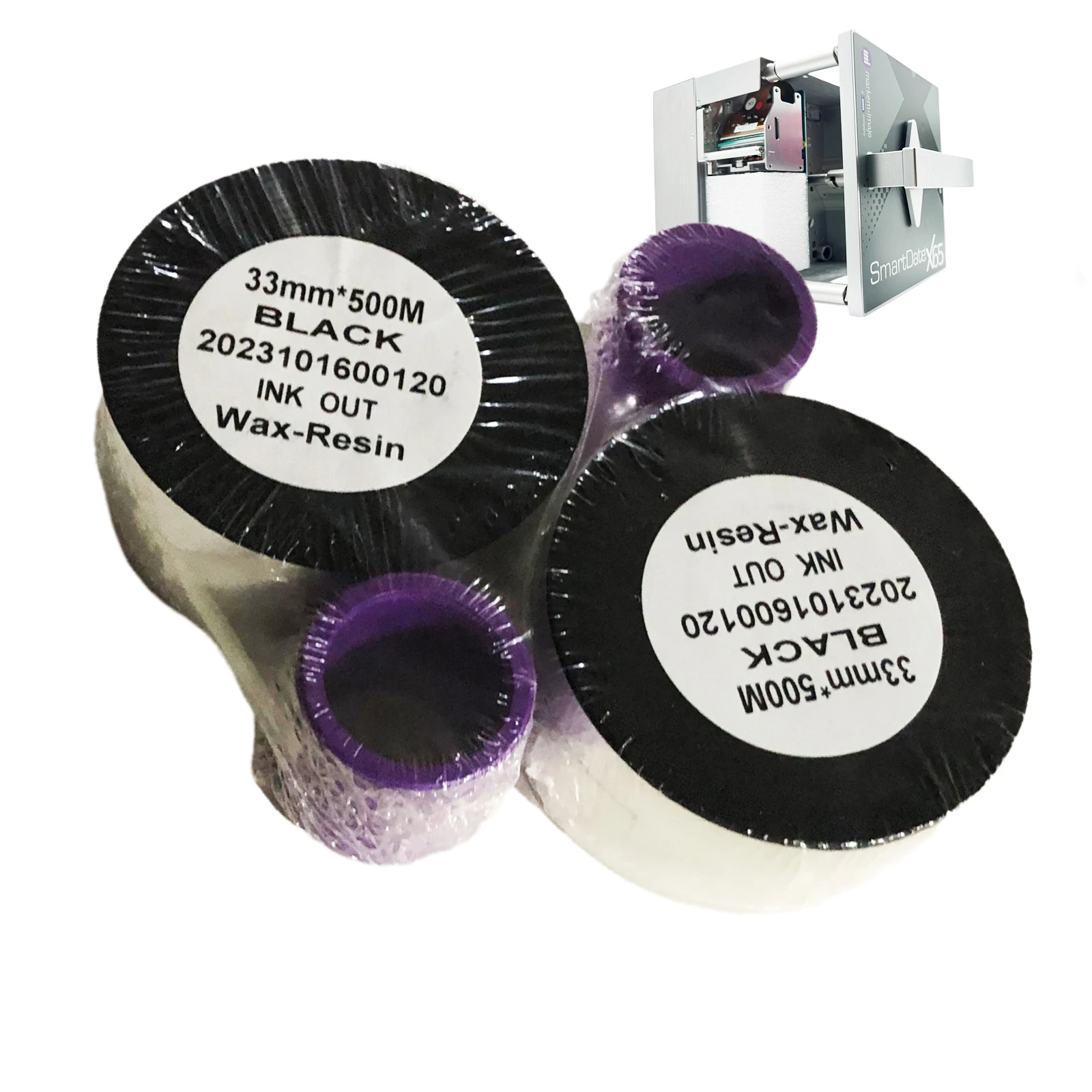 Black Wax Resin TTO Ribbon Compatible with Markem 8018 x40 Epson Printer 24mm Width for Label & Color Printer