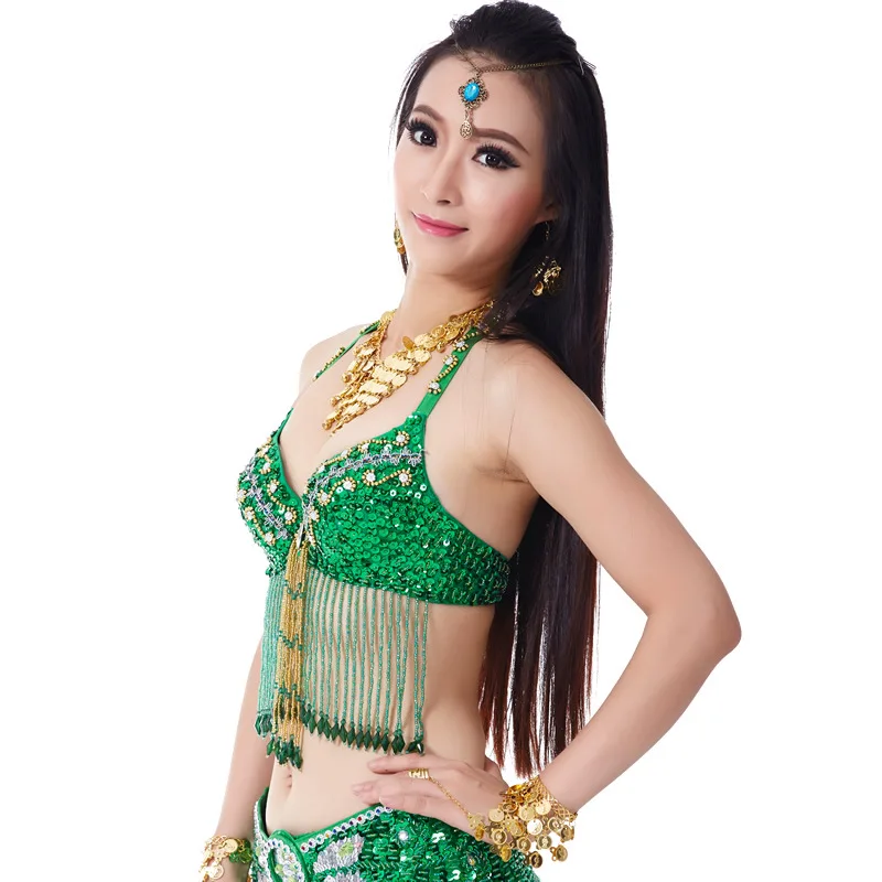 dpw538 Nayaking Sequin Beads Bra Crop Top Dance Top Belly Dance Festival Club Tribal Tops