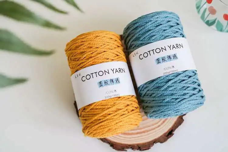 Manufacturer selling cotton yarn round  yarn 3mm 200g 100% cotton rope macrame yarn hand woven DIY tapestry bag