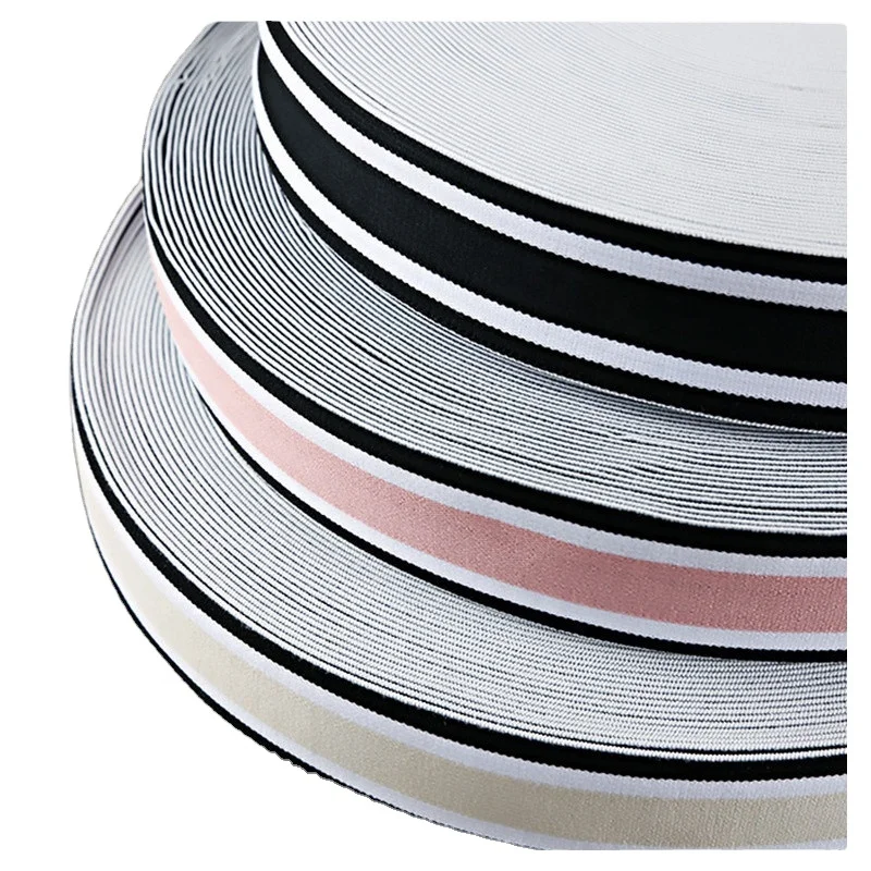 Wholesale Garment Accessories Custom Elastic Tape Knitted Stripe tightness spandex soft Webbing ribbon