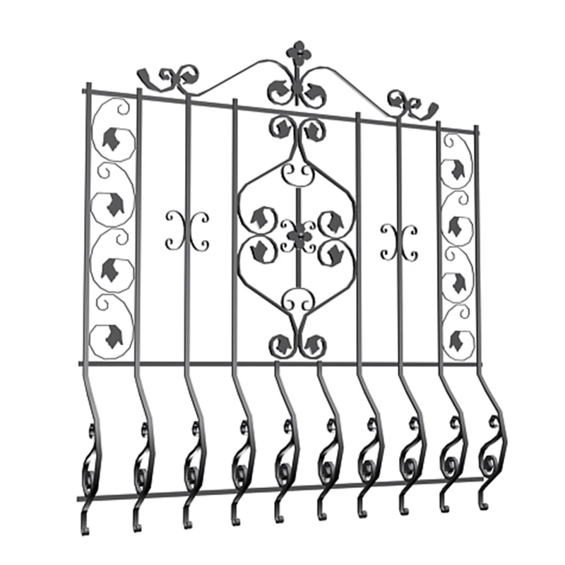 Роскошный безопасный оцинкованный стальной фиксированный оконный гриль, кованый дизайн окна