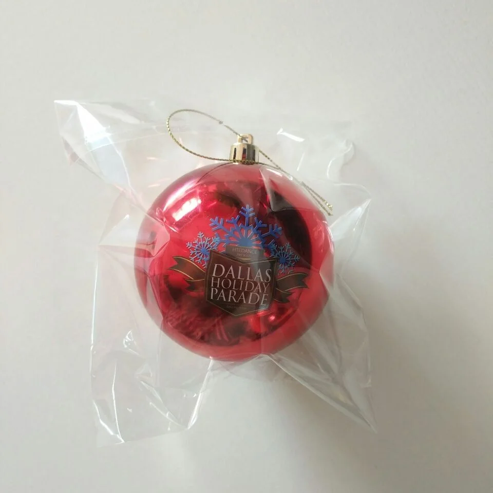8cm custom plastic christmas ball ornament with full color printing