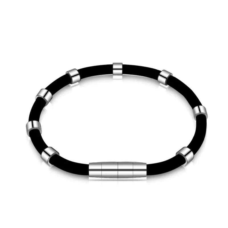 Custom promotional silicon rubber bracelet magnetic negative ion balance silicone wristband