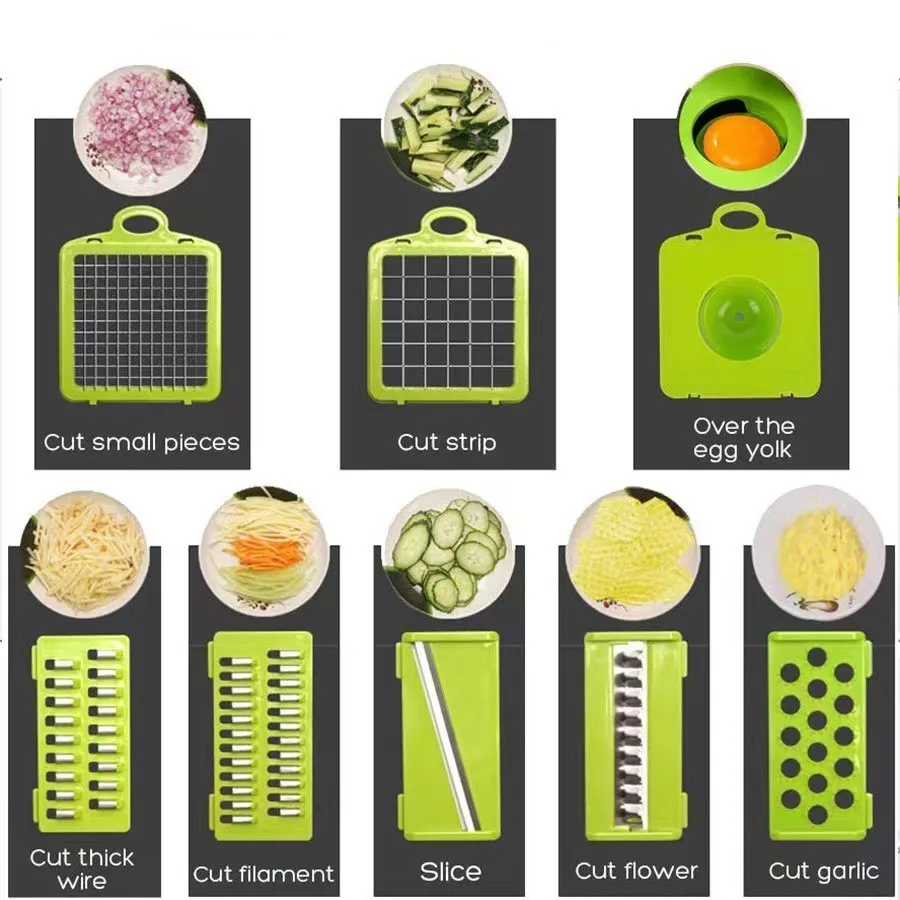 Multifunctional Kitchen Grater Vegetable Spiral Cutter Chopper Food Choppers Vegetable Spiralizer With 14 Sets and 16 Sets