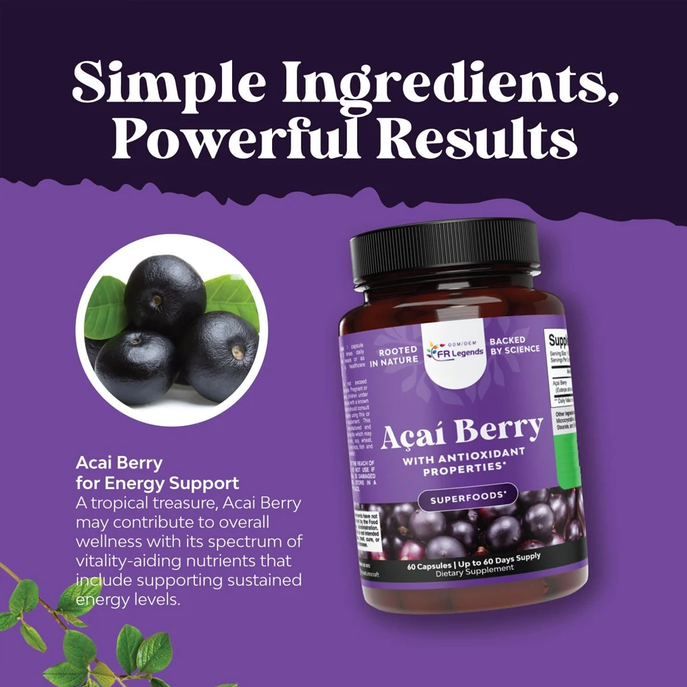 OEM увеличивает энергию Acai Ягодные добавки поддерживают пищеварительные капсулы для похудения