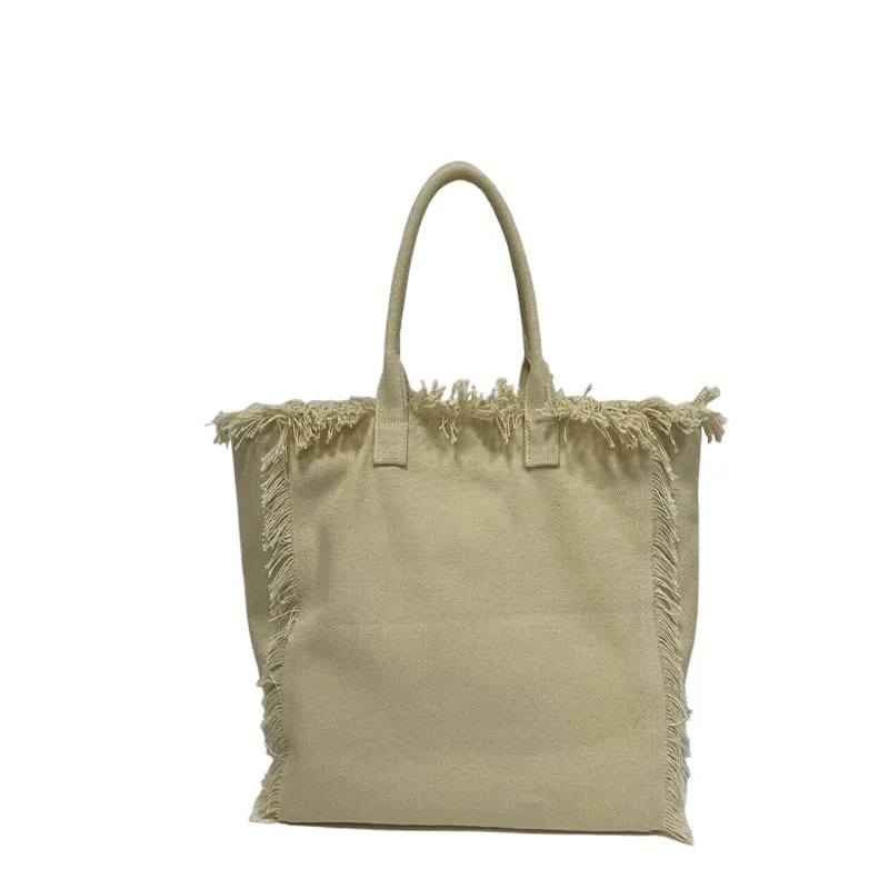 Custom Logo Large Tassel Fringe Large Canvas Bag Summer Bags For Women With Logo Women Beach Tote Bag For Girls