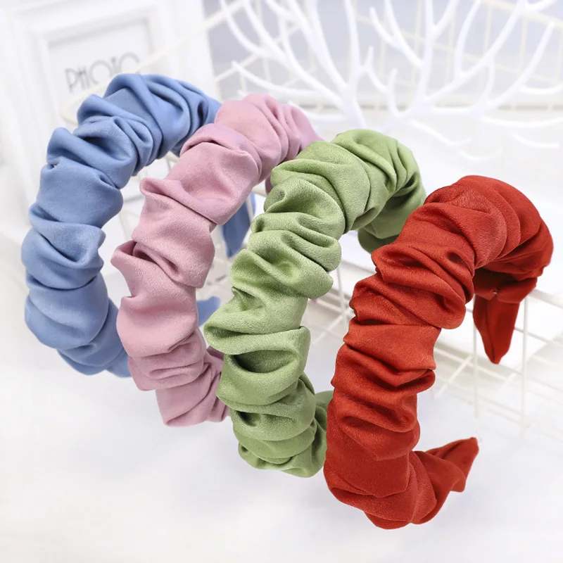 Korean hot sale pleated headband cute lady soft cloth net red all-match hair accessories women