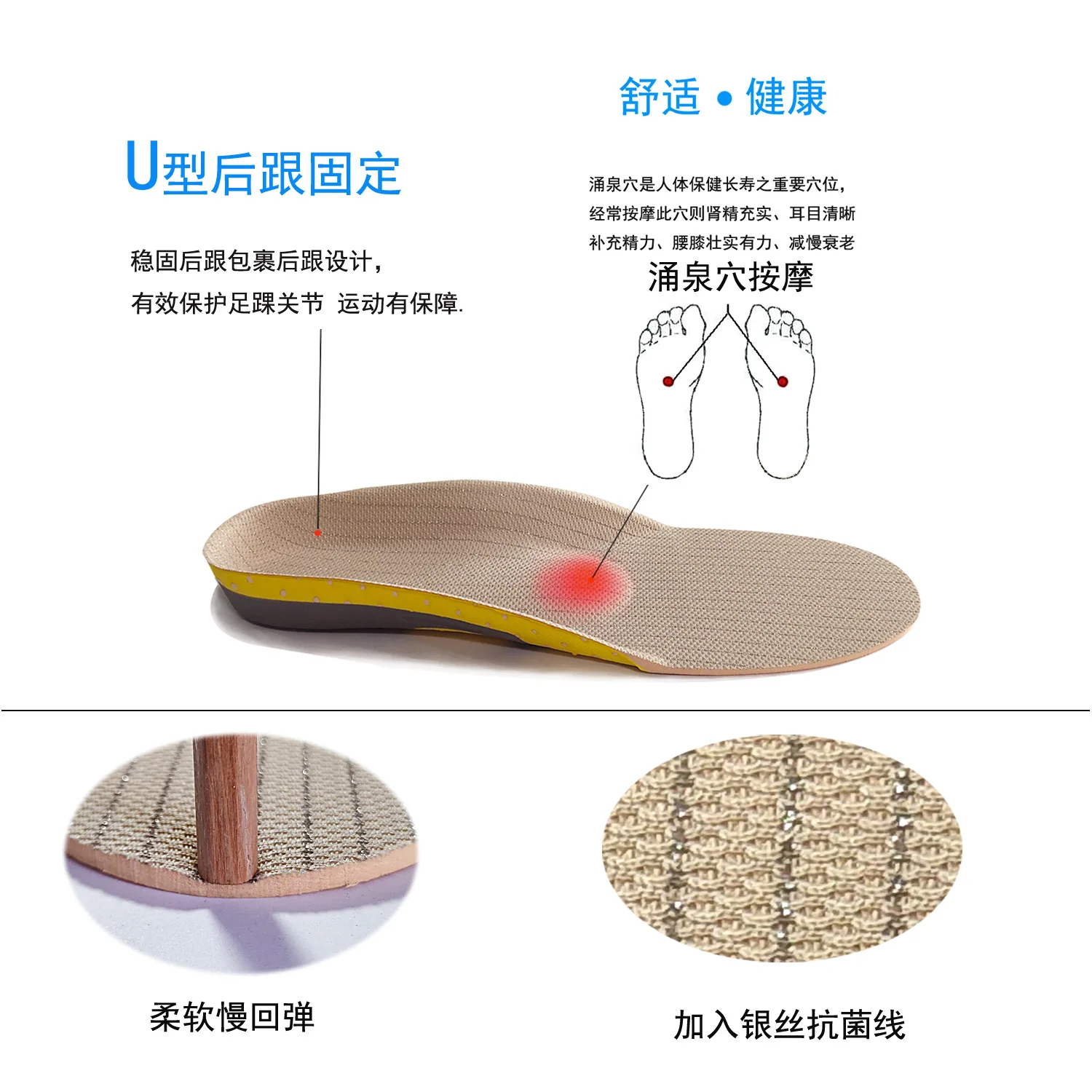 Wholesale Inserts Relieve Flat Feet High Arch Foot Pain Insoles Arch Support Eva Cushioning Insoles Soft Sports Orthotic Insoles